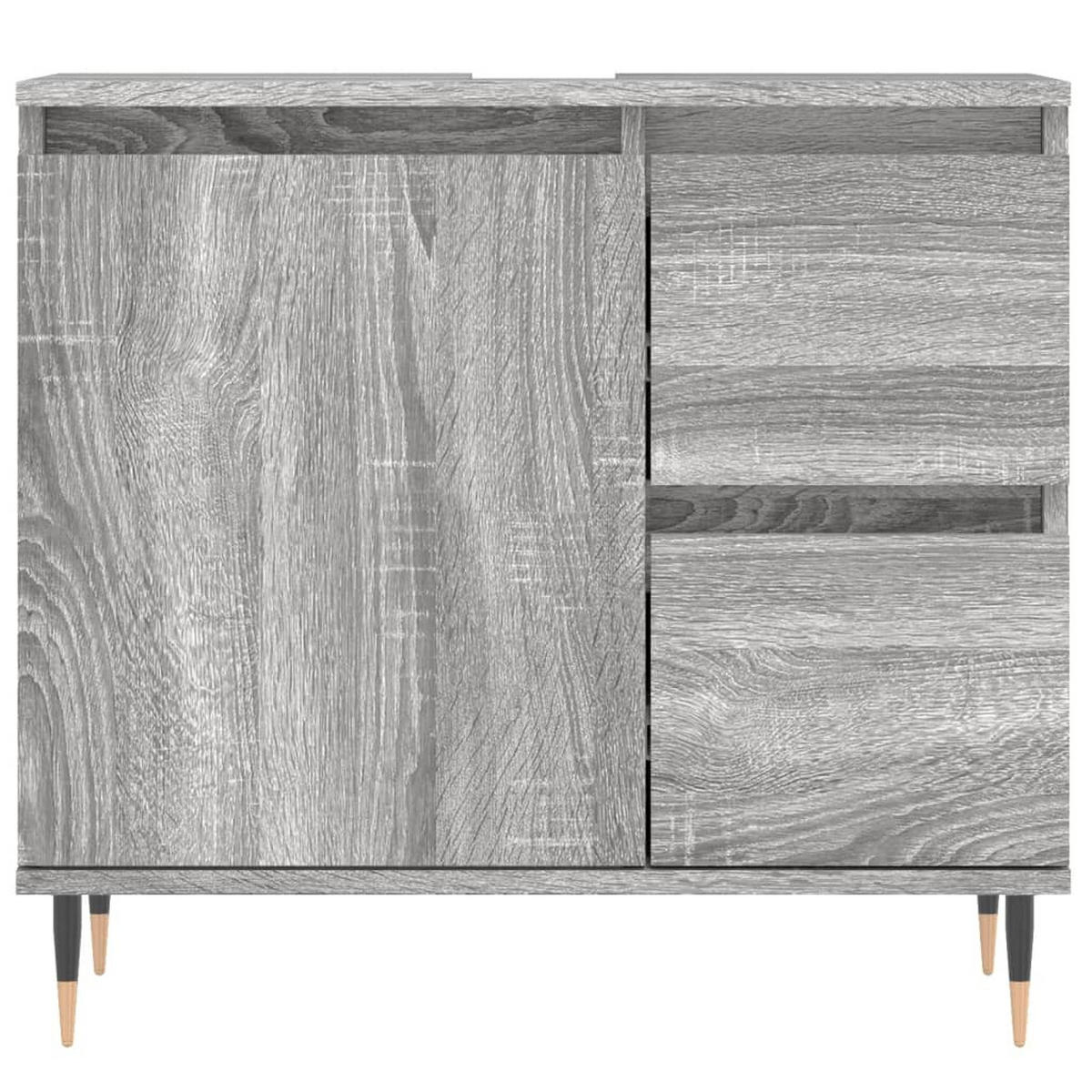 BADMÖBEL-SET 3-TLG. Grau Sonoma Holzwerkstoff - Grau, Holzwerkstoff (30/190/30cm) - vidaXL