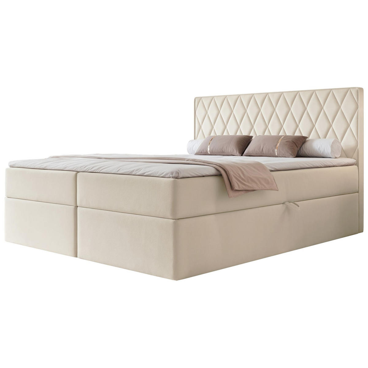 BOXBETT Carenzo Hellbeige, Velours, 160x200 cm - Ecru/Goldfarben, Textil (160/200cm) - Selsey