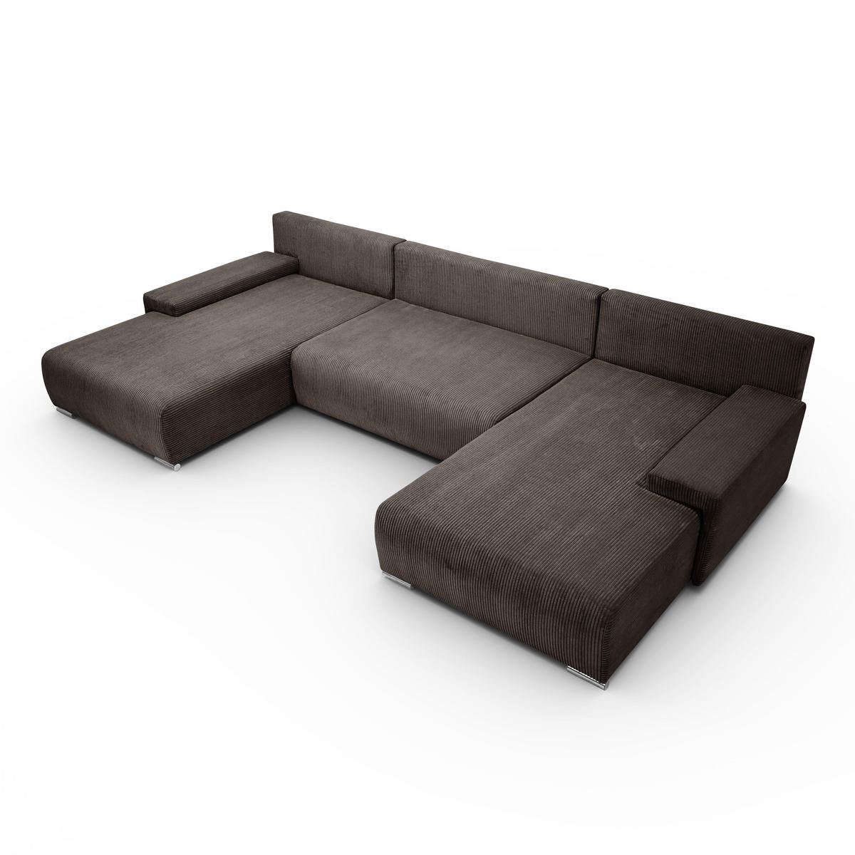 ECKSOFA U-Form Livorno Schlaffunktion Cord-Stoff Braun - Braun, Holz/Kunststoff (348/93/188cm) - Kaiser Möbel
