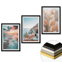 WANDBILDER 3er-Set - 40x60 cm Schwarzer Rahmen - Sonnenuntergang am Meer, Häuser, Blumen - Schwarz, Kunststoff (40/60cm) - ArtPrintCave