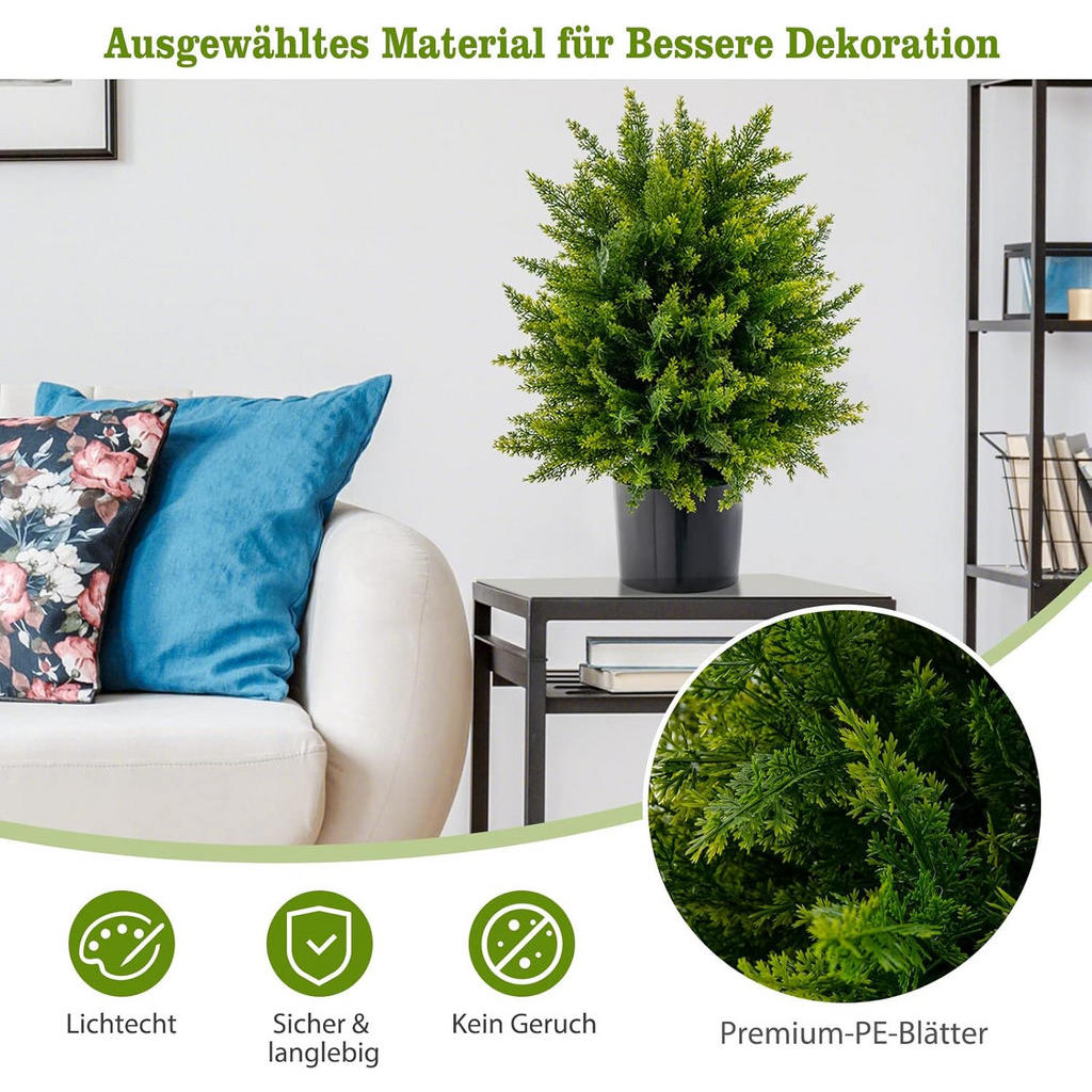 Thumbnail - Costway Buchsbaumkugel, Grün, Kunststoff, 55 cm, Dekoration, Blumen & Zubehör, Kunstpflanzen