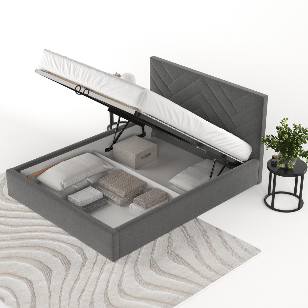 POLSTERBETT Arco 180/200 cm Anthrazit im Asti Stoff - Anthrazit/Schwarz, Holz/Holzwerkstoff (180/200cm) - AltaBeds