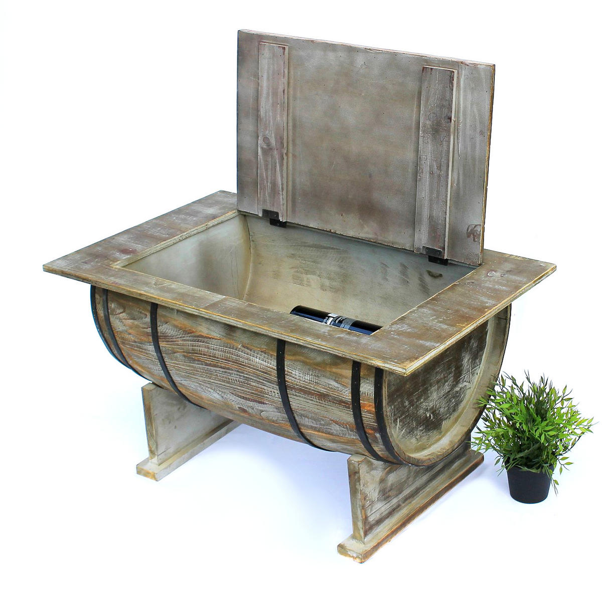 COUCHTISCH halbiertes Weinfass aus Holz Braun 80 cm 5084-H - Braun, Holz (50/80/43cm) - DanDiBo