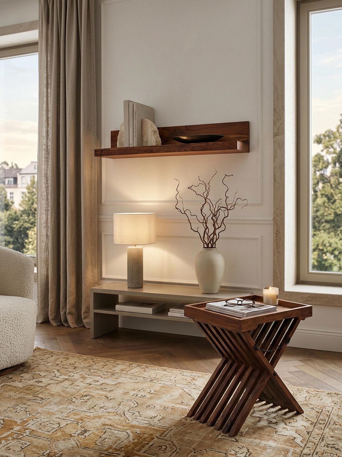 WANDREGAL NAKO Massivholz Flexibles Design Landhausstil, Braun 80x23x17 cm - Braun, Holz (80/17/23cm) - KADIMA DESIGN