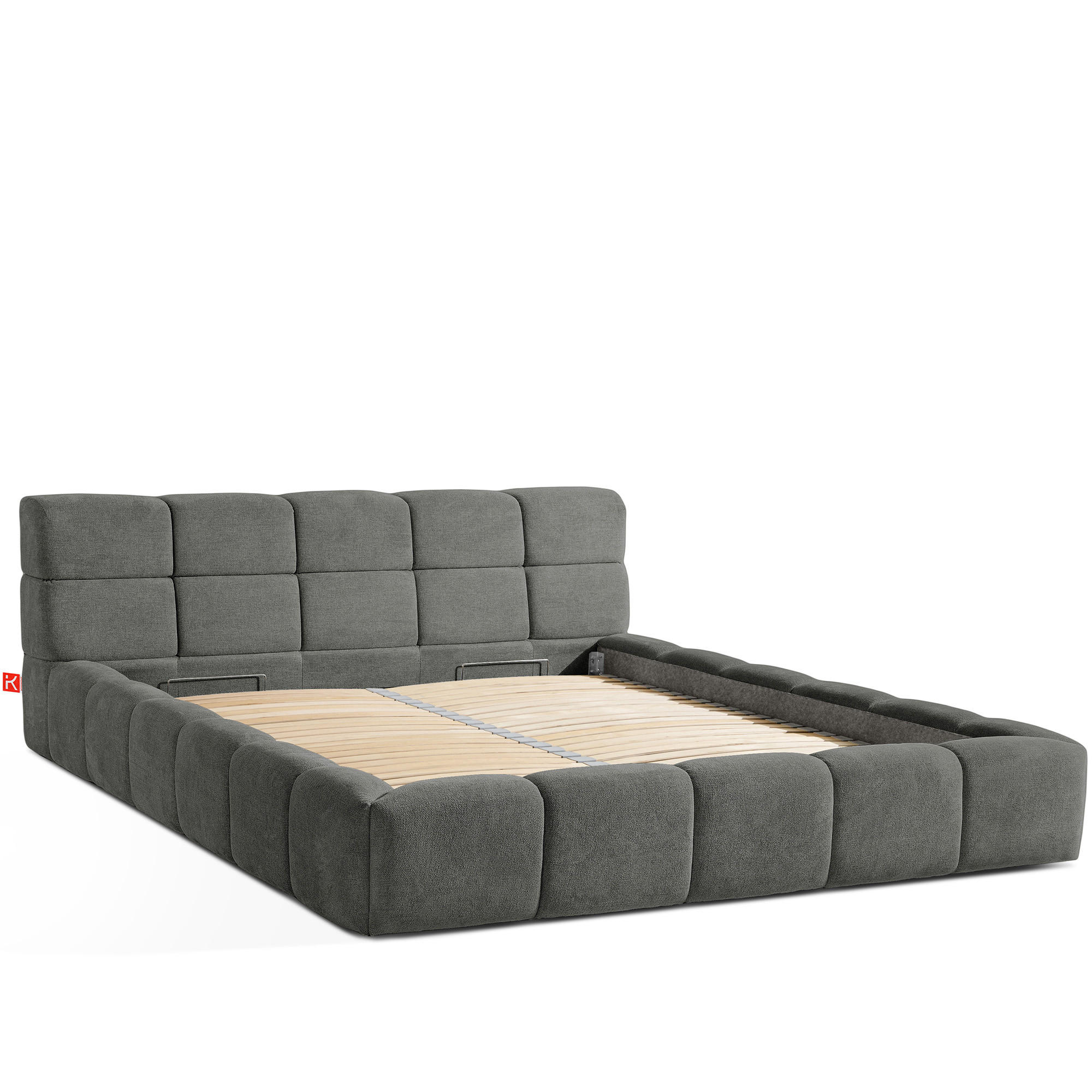 POLSTERBETT AERI 140/160/180/200 mit Rahmen und Bettkasten, grau - Grau, Holz/Holzwerkstoff (200/200cm) - KONSIMO®