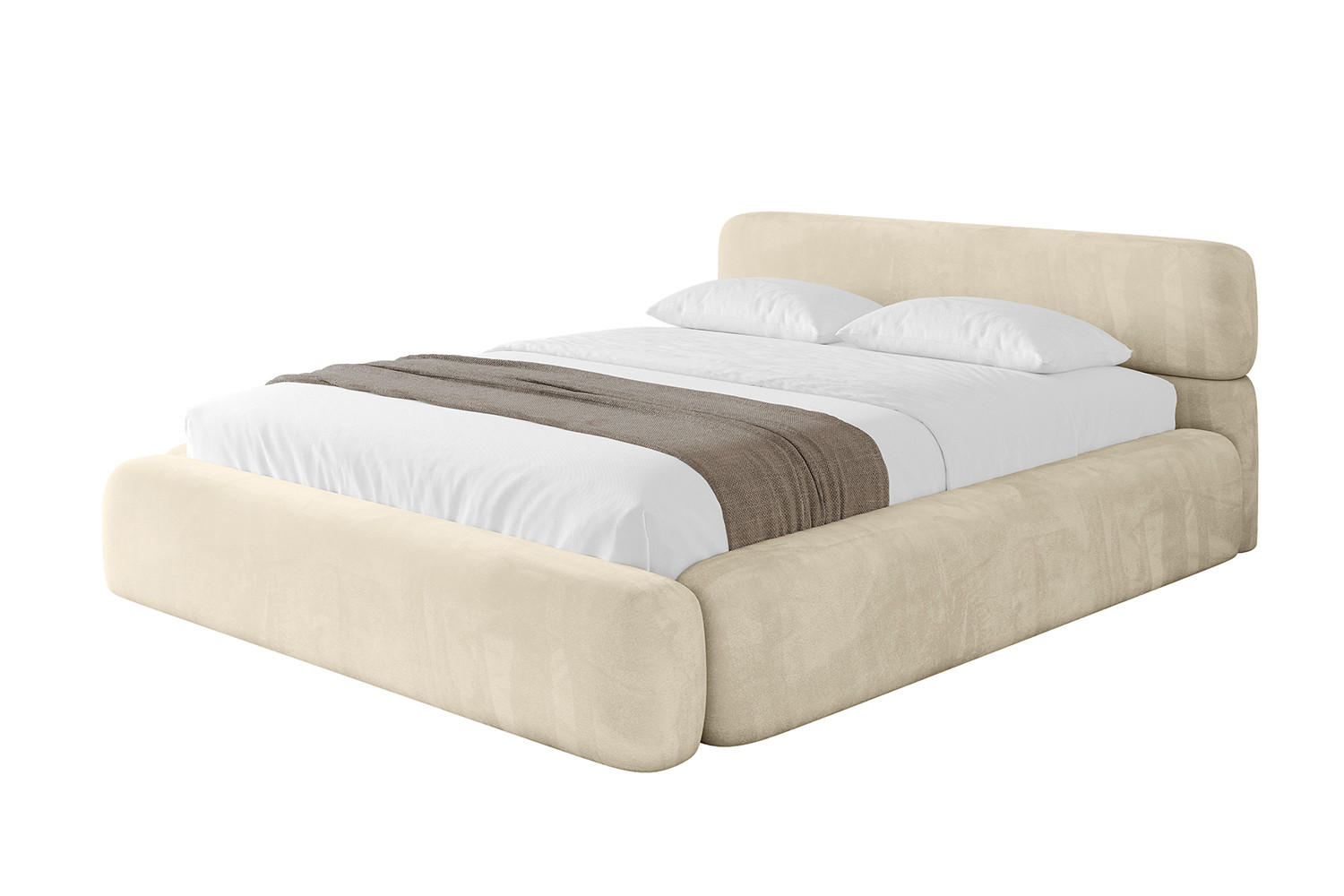 POLSTERBETT mit Bettkasten und Lattenrost, Boxbett ohne Matratze - ENORA-V1 200x200 Beige - Ecru, Holzwerkstoff/Textil (200/200cm) - ALTDECOR