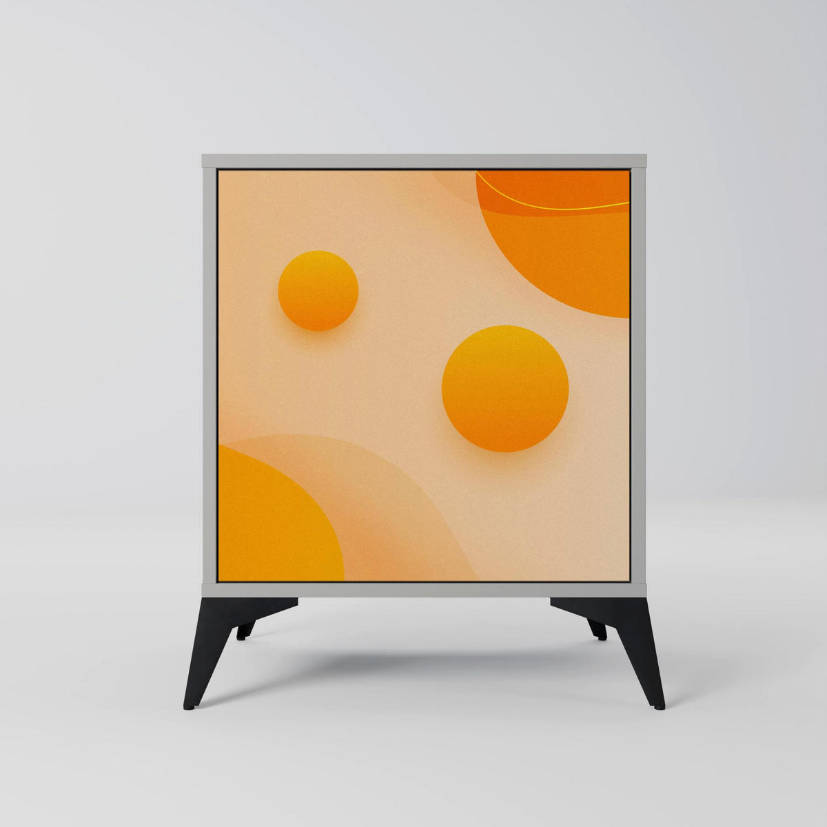 SIDEBOARD ORANGE ARRANGEMENT, Grau, 57,5x42x75,5 cm, Goldfarbene Metallfüße - Goldfarben/Multicolor, Holzwerkstoff/Metall (57.5/75.5/42cm) - SpaceRebels