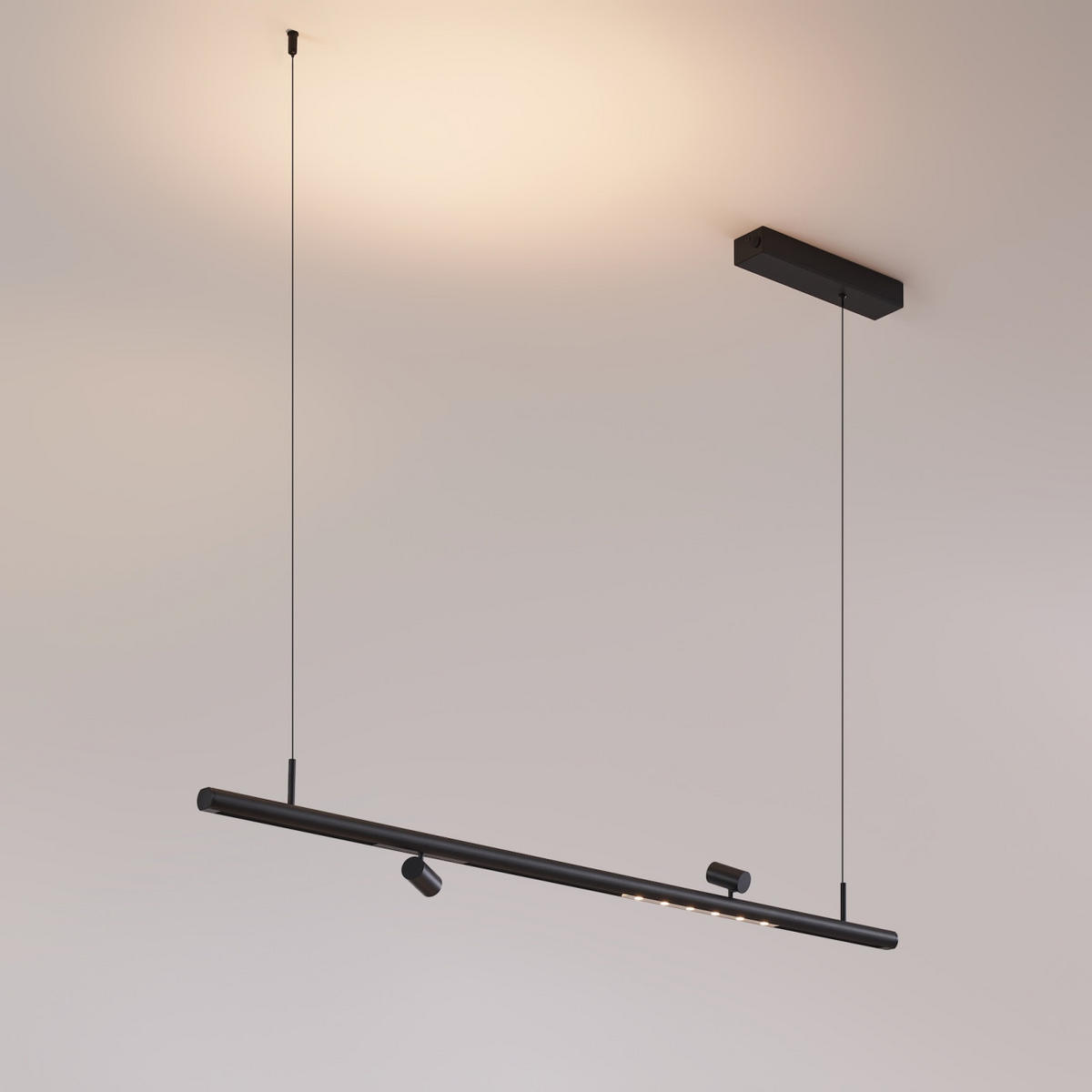 PENDELLEUCHTE MIT SPOTSTRAHLERN Lyne, Schwarz, 125cm - Schwarz, Metall (125/125/8.5cm) - KOSILUM