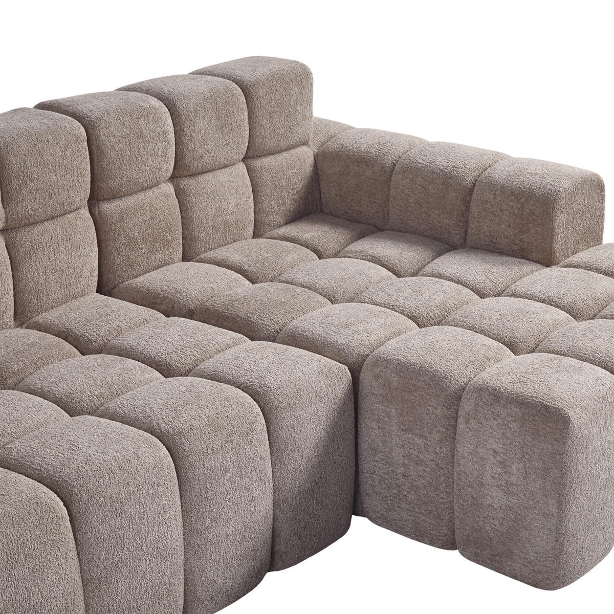 ECKSOFA L-Form 3-Sitzer in Taupe aus Samt mit recht Chaiselongue - Taupe, Textil (249.94/149.1cm) - CHICFURN