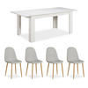 TISCHGRUPPE ausziehbar weiß 160-200/90 cm mit 4 Stühlen - Weiß/Grau, Holz/Textil (160/88/90cm) - Homestyle4u