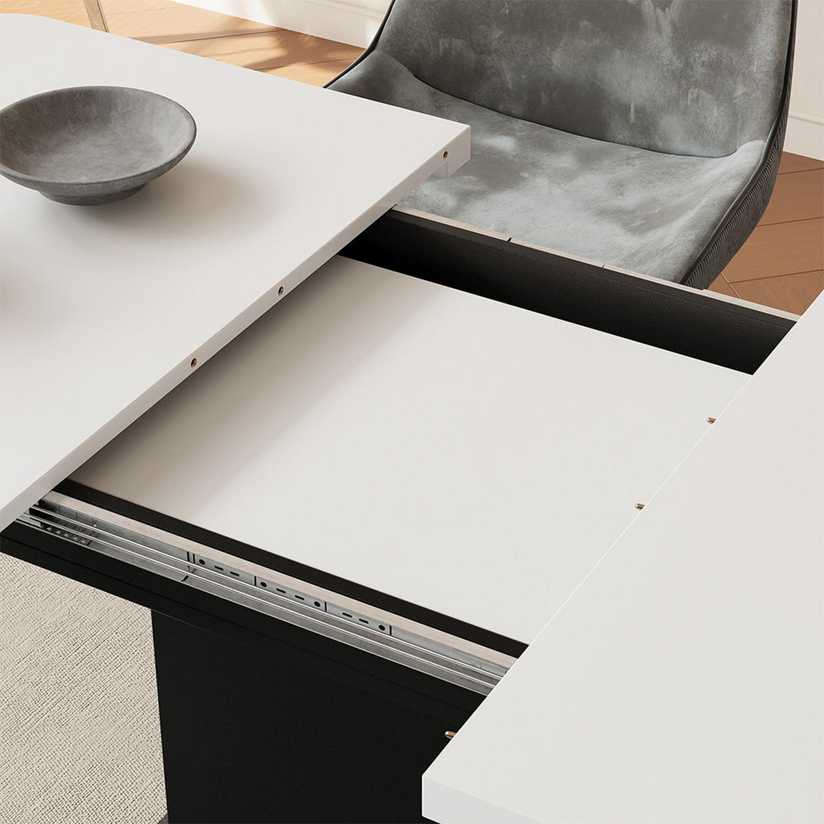 ROZKLÁDACÍ JÍDELNÍ STŮL Fenaro Bílá/černá - bílá/černá, kompozitní dřevo (80/120/77.3cm) - Vicco