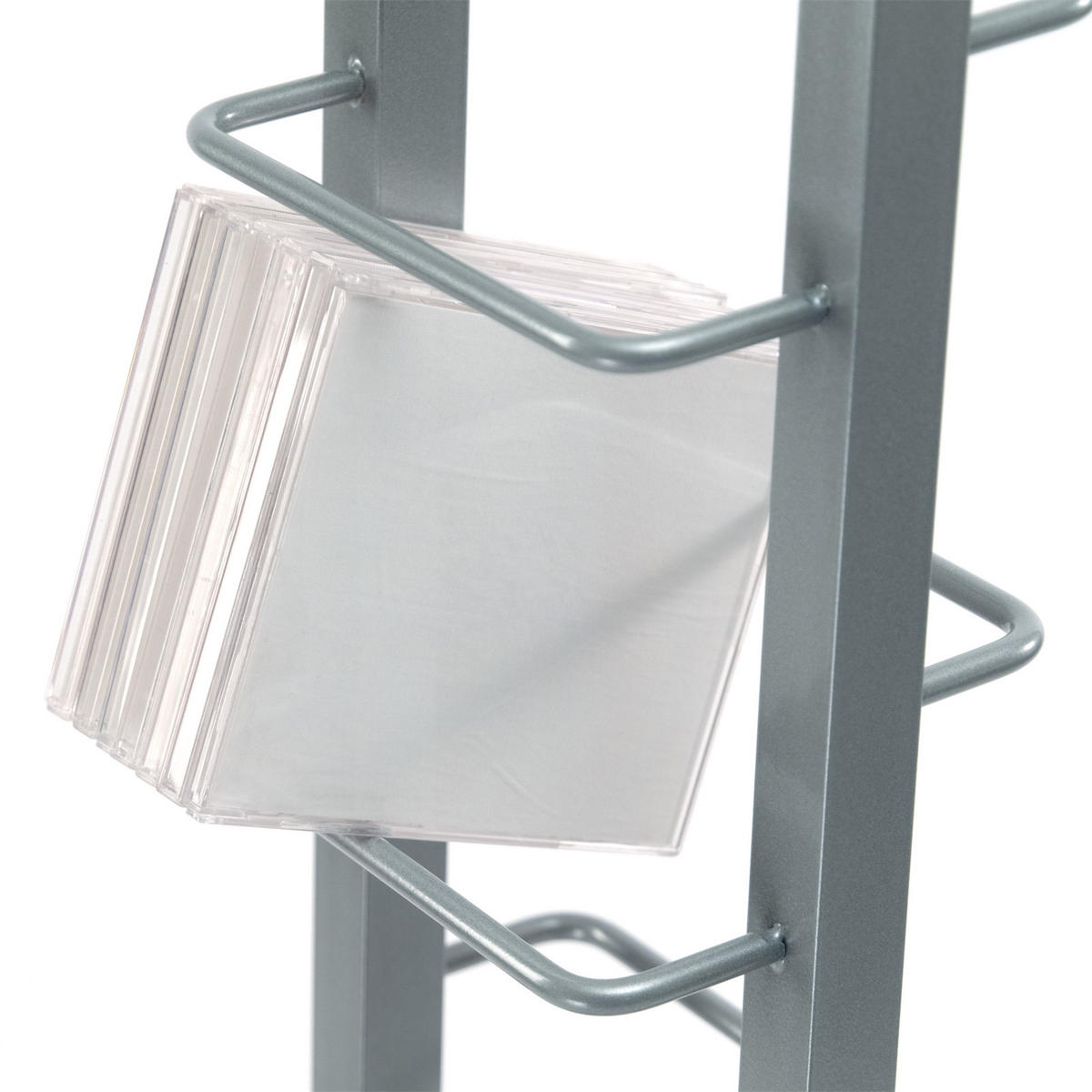 CD-STÄNDER Tower Metall mit Glasfuß, für 126 CDs silber - Silberfarben, Kunststoff (20/138/12cm) - DESIGN DELIGHTS