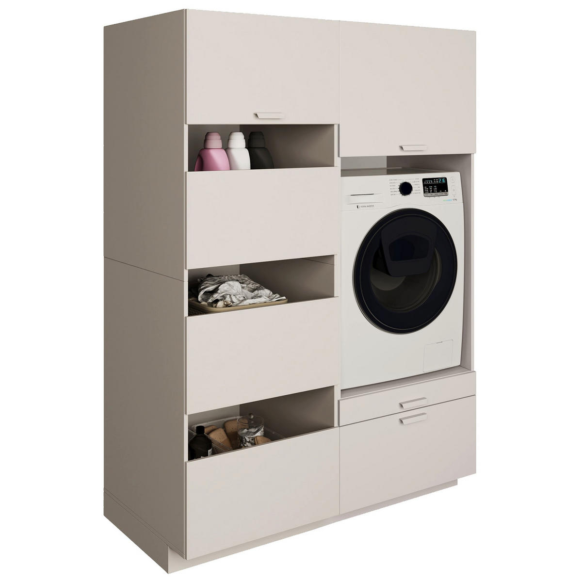 BADEZIMMERMÖBEL-SET Holv Kaschmirgrau 135 cm - Taupe, Holzwerkstoff/Metall (135/200/66cm) - Selsey