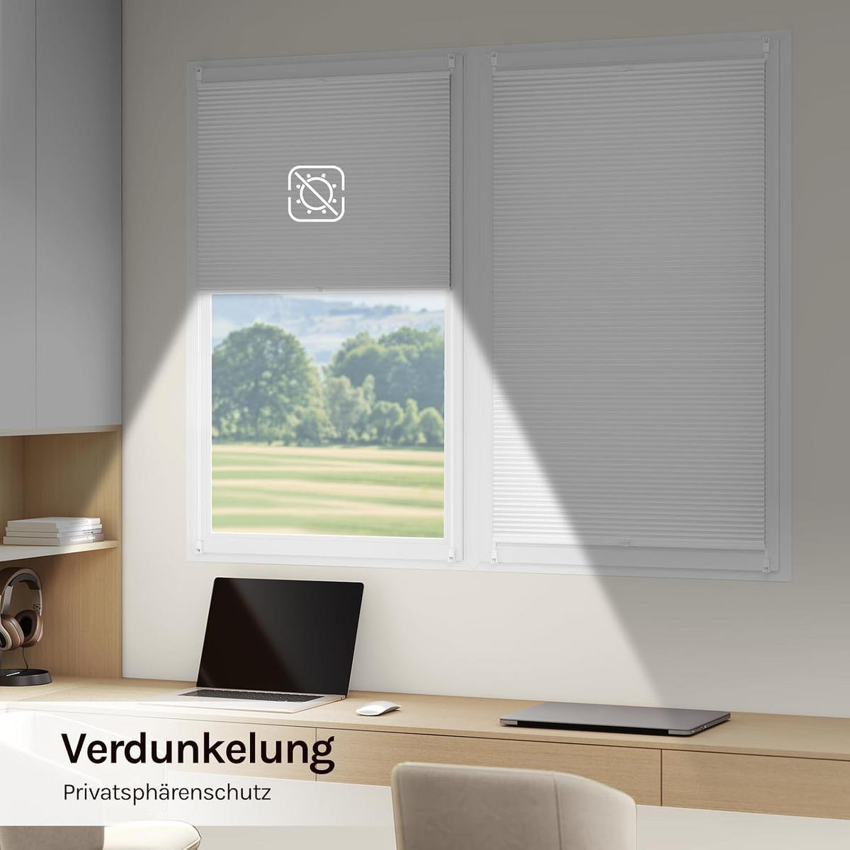 WABENPLISSEE ohne Bohren Verdunkelung 50 x 130 Weiß-Weiß - Weiß, Kunststoff (50/130/2cm) - Woltu