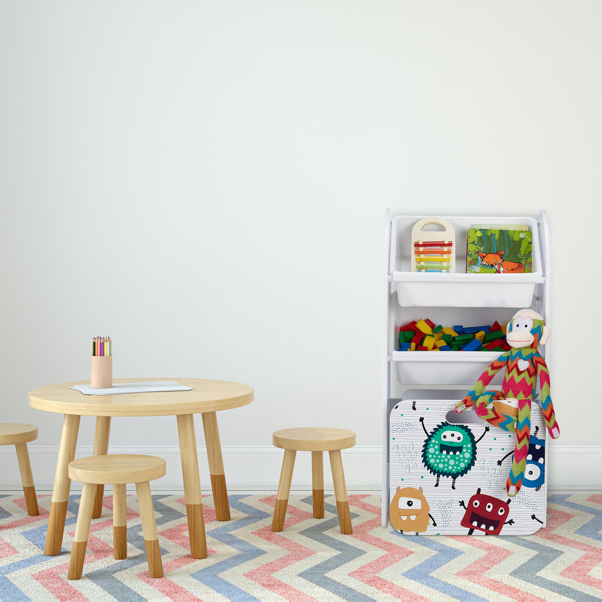 KINDERREGAL - Weiß, Holz/Holzwerkstoff (42.5/80.5/30cm) - Relaxdays