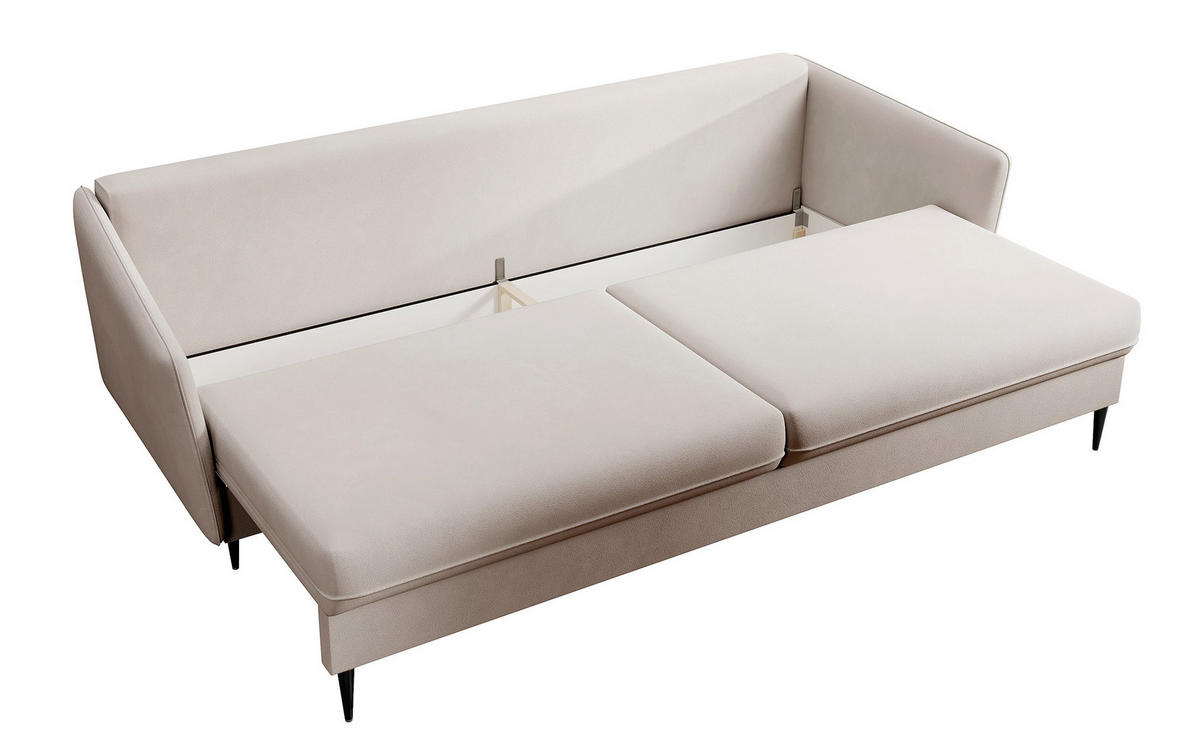 SCHLAFSOFA Volio Beige schwarzen Beinen - Beige/Schwarz, Textil/Metall (221/90/100cm) - Selsey