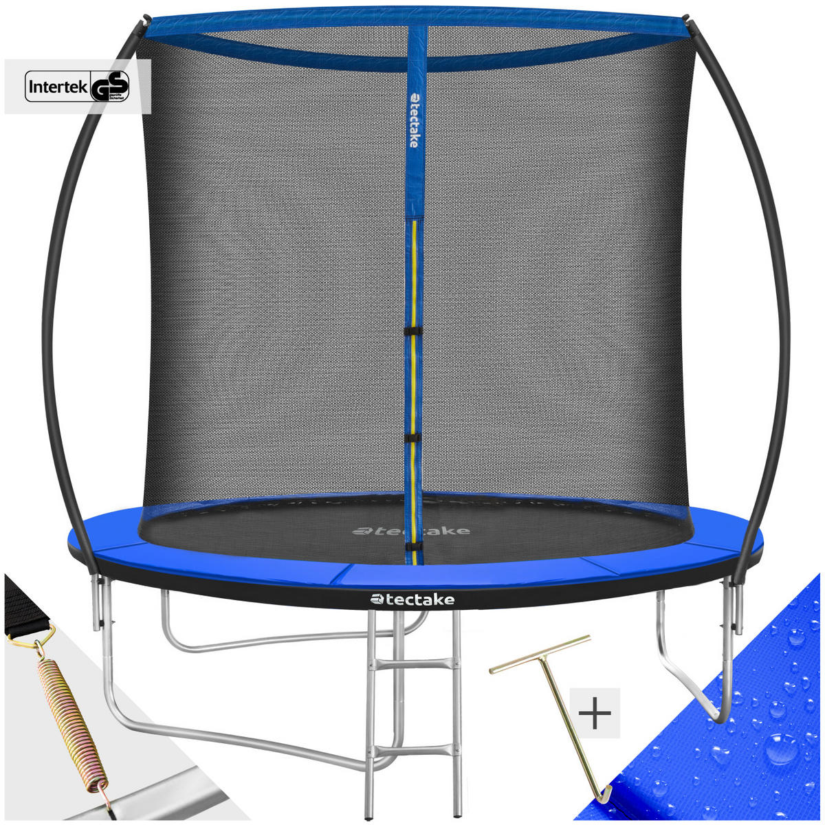 TRAMPOLIN Jumpy,inklusive Einstiegsleiter,schwarz/blau - Blau/Schwarz, Metall (260/250/260cm) - tectake