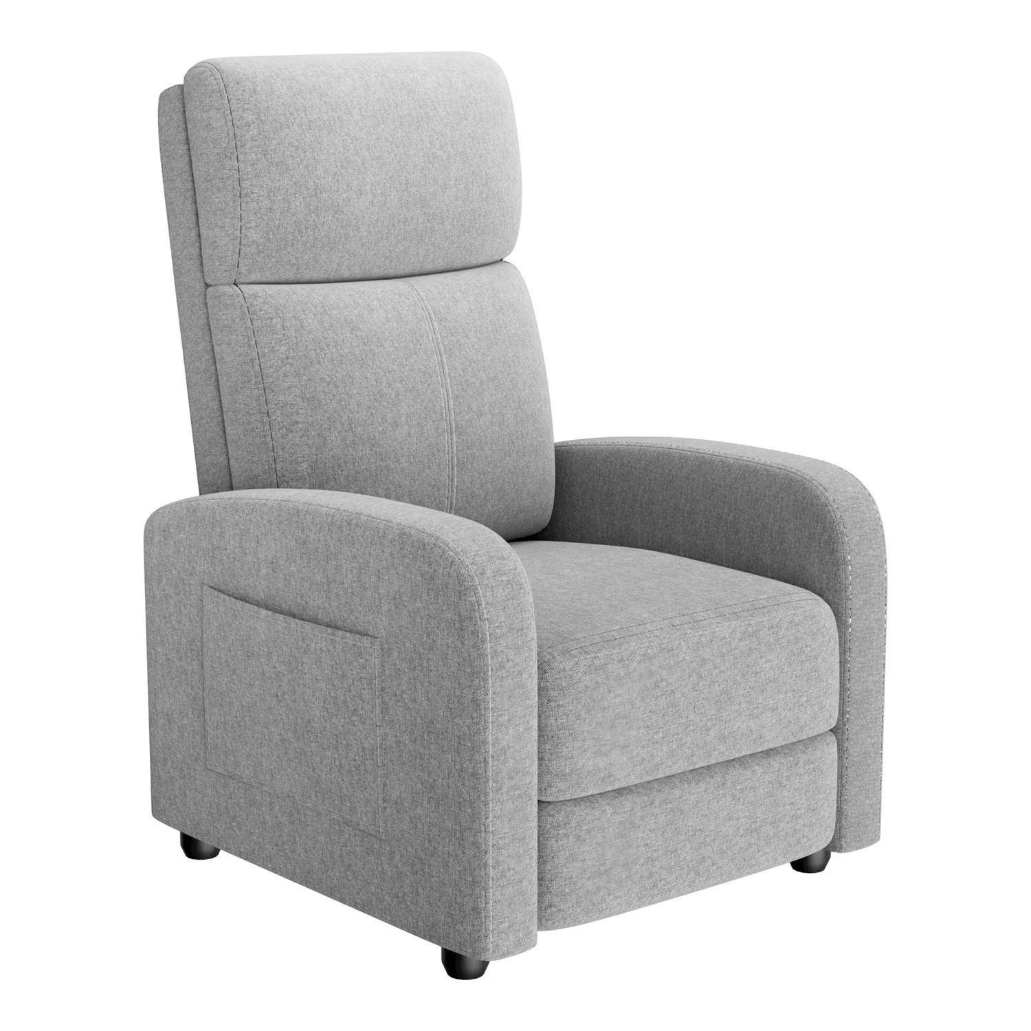 RELAXSESSEL verstellbar Leinen Seitentasche - Grau, Textil (65/101/72cm) - Coonoor