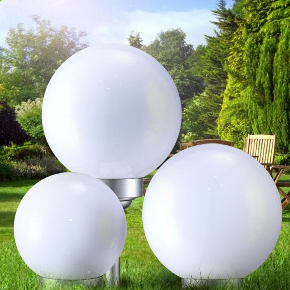 LED AUSSENLEUCHTE Weiß Metall 3er Set - Weiß, Kunststoff (25/25/65cm)