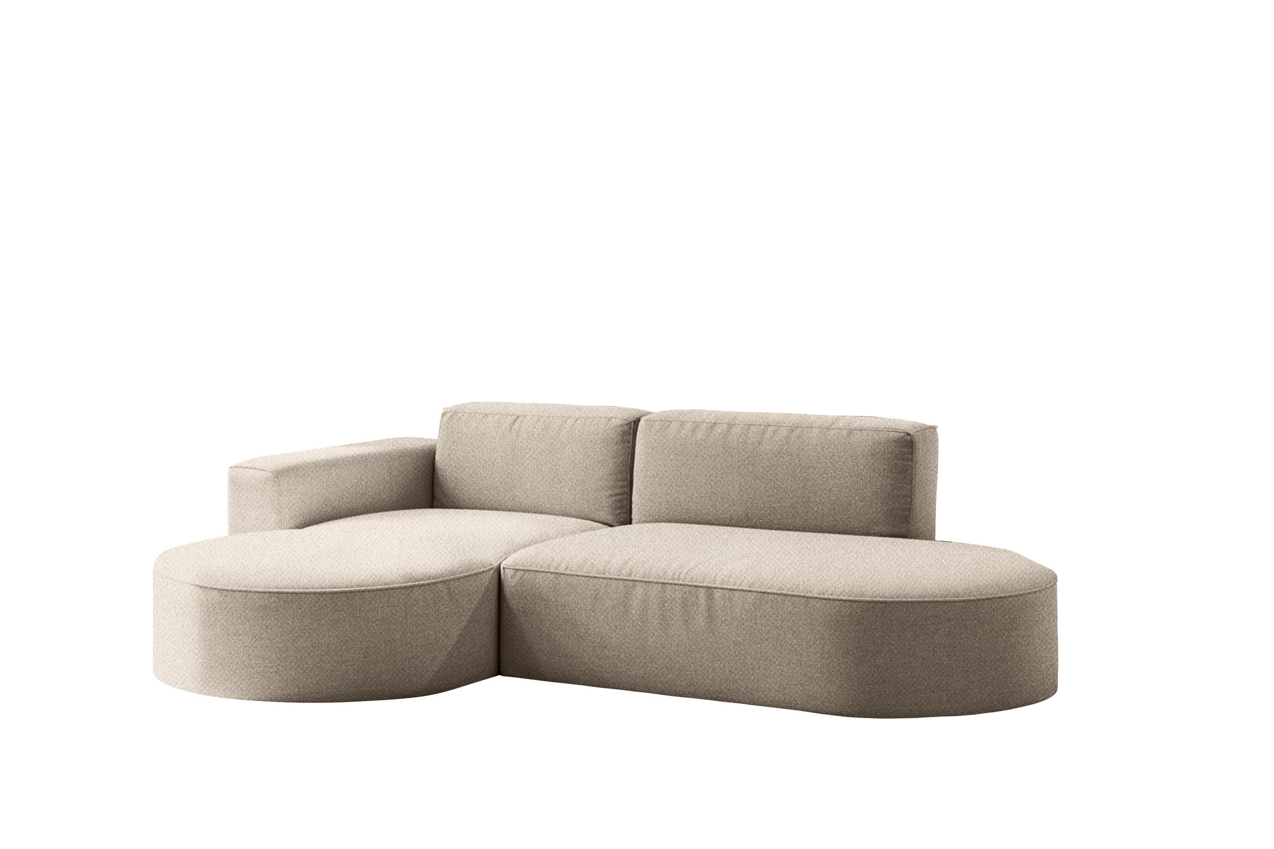 ECKSOFA Modena Studio Falten, Stoff Alpine, Toffee Links - Sandfarben, Holz (165/236cm) - Kaiser Möbel