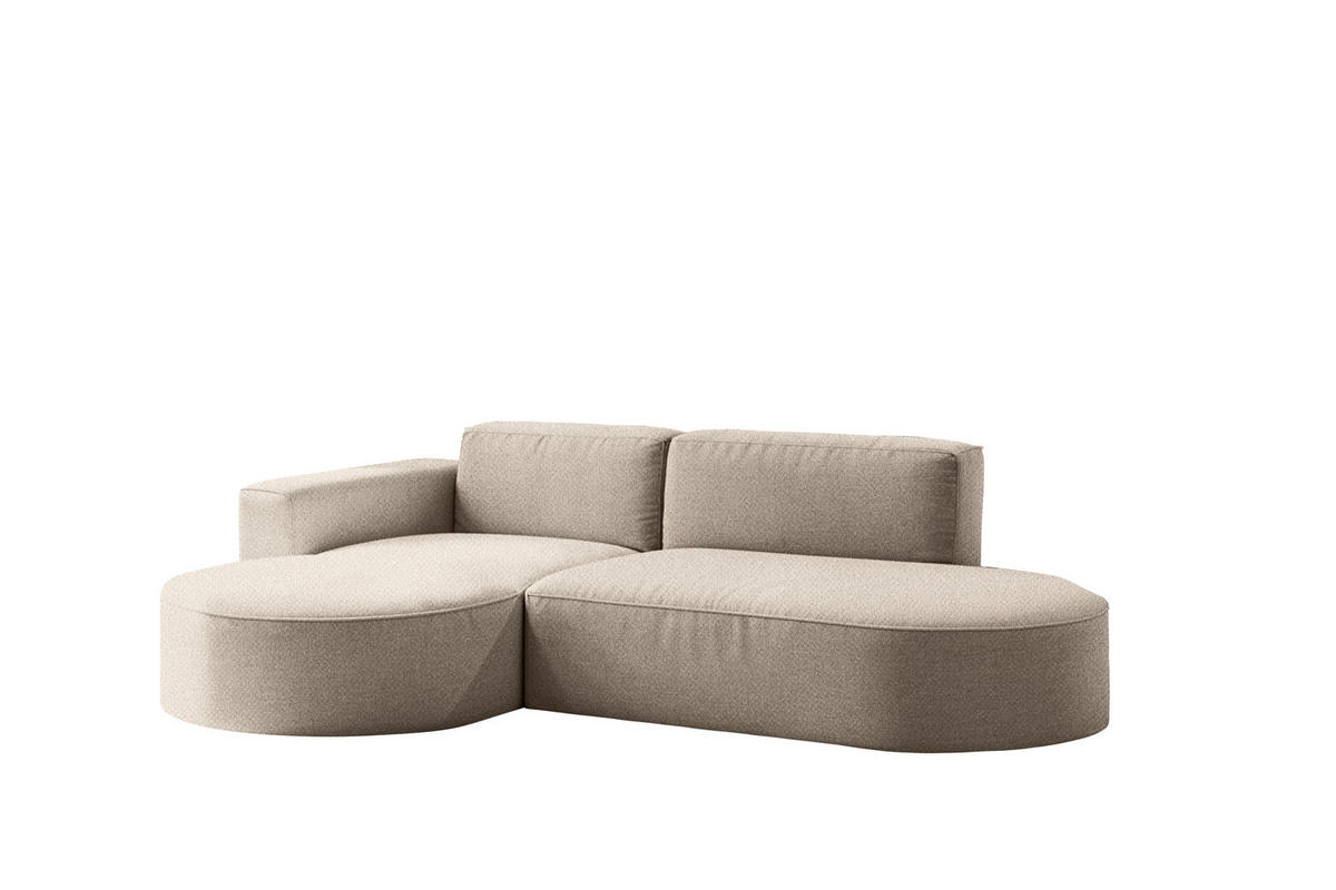 ECKSOFA Modena Studio Falten, Stoff Alpine, Toffee Links - Sandfarben, Holz (165/236cm) - Kaiser Möbel