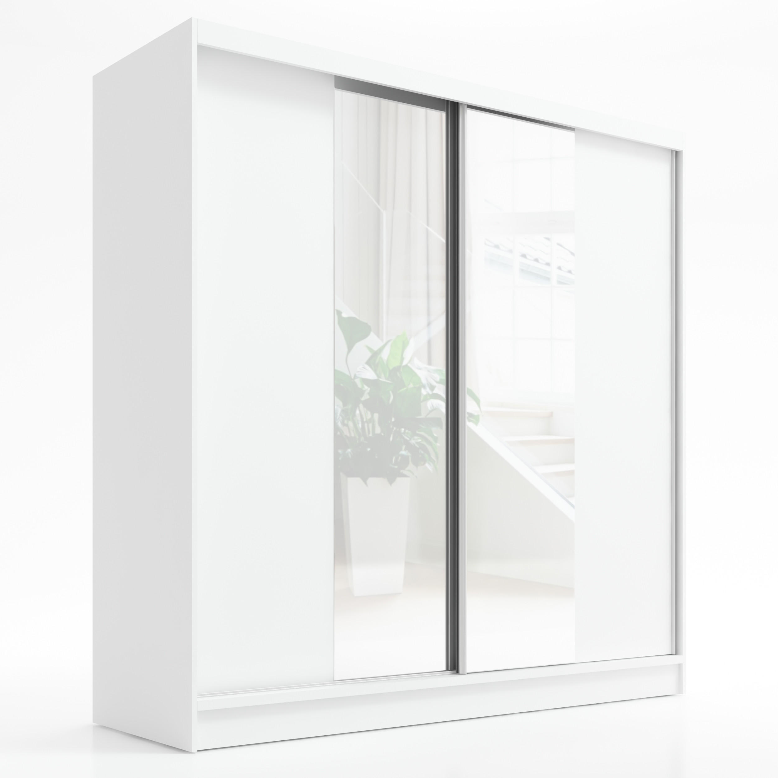 SCHWEBETÜRENSCHRANK 200 CM DUO Farbe: Weiß - Weiß, Holzwerkstoff (200/215/60cm) - A&J MöbelLand