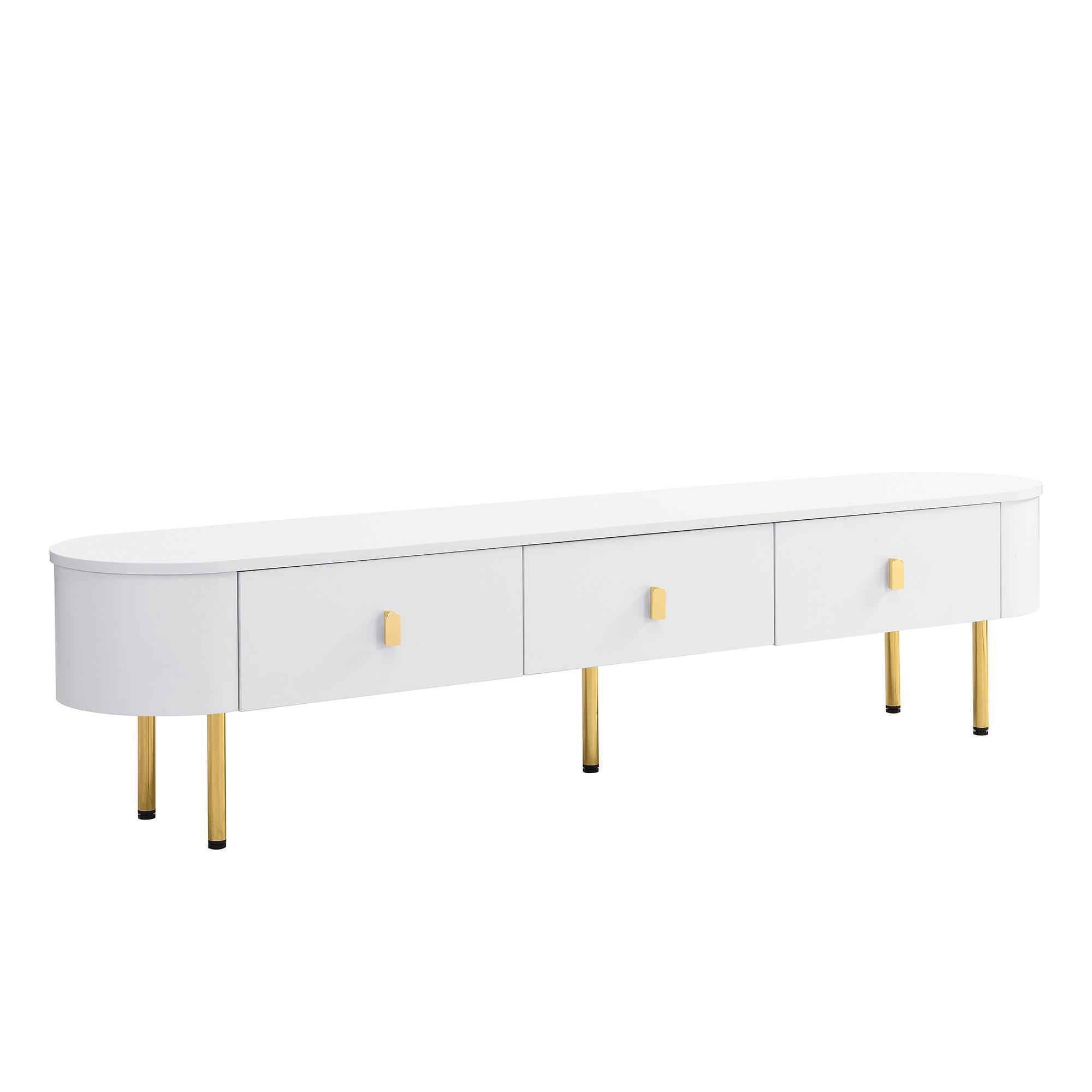 TV-ELEMENT174X35X41CM mit 3 Schubladen und abgerundeten Ecken WeißGold - Weiß, Holz (41.91/27.94/45.08cm) - Raelunyi