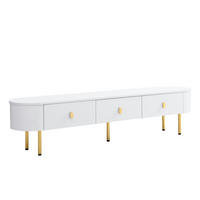 TV-ELEMENT174X35X41CM mit 3 Schubladen und abgerundeten Ecken WeißGold - Weiß, Holz (41.91/27.94/45.08cm) - Raelunyi
