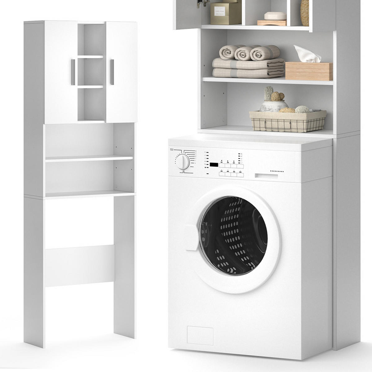 WASCHMASCHINENSCHRANK Luis Weiß 64 x 190 cm - Weiß, Holzwerkstoff (64/190/25.6cm) - Vicco