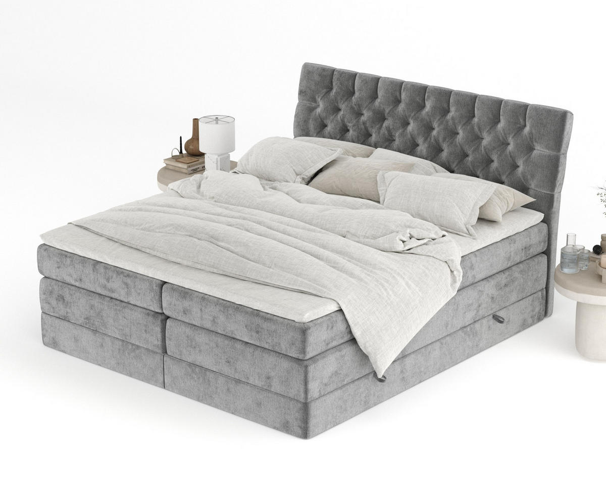BOXSPRINGBETT Seraphine Grau 160/200 cm - Schwarz/Grau, Holz/Holzwerkstoff (160/200cm) - Maison de Reve