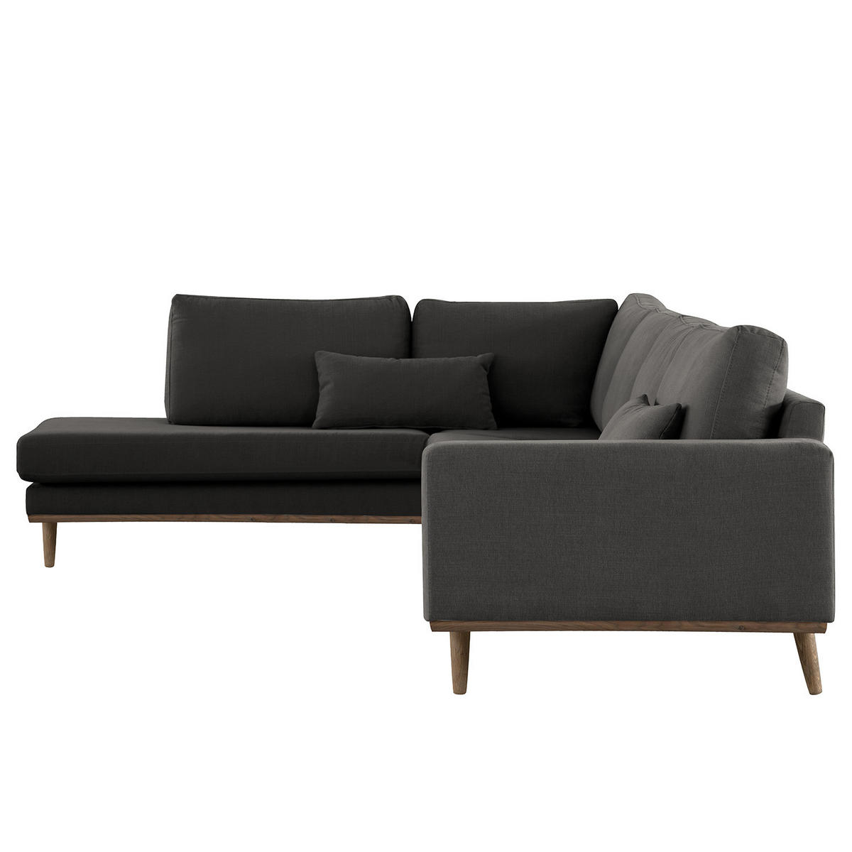 ECKSOFA mit Ottomane - Eichefarben/Anthrazit, Naturmaterialien/Eichenholz (287/219cm) - home24
