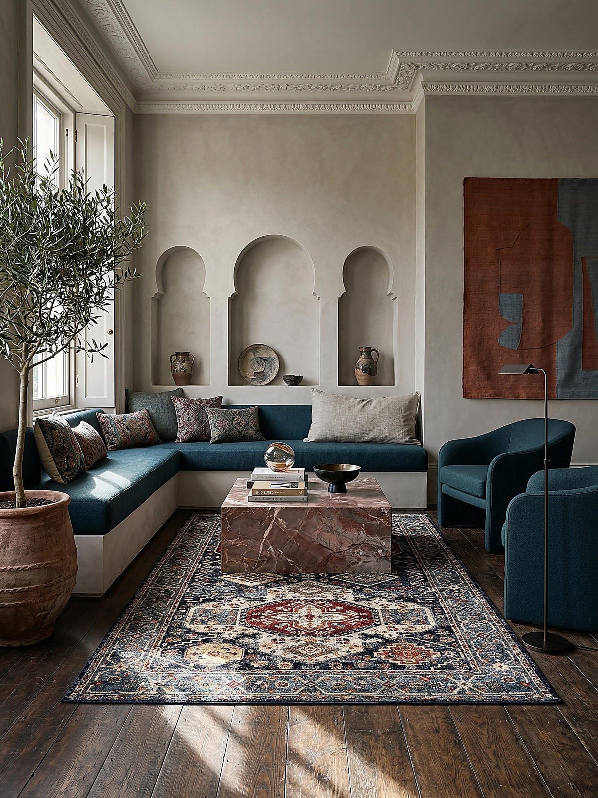 KURZFLORTEPPICH GLAZERT, geometrisch, Blau, 120 x 170 cm - Blau, Textil (170/120cm) - KADIMA DESIGN