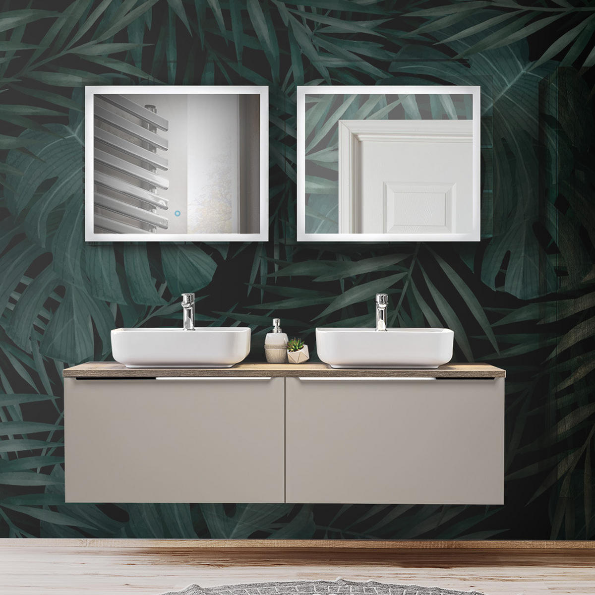 BADMÖBEL-SET 7-TLG. Puebla-56 - Beige, Holzwerkstoff (160/200/46cm) - Lomado