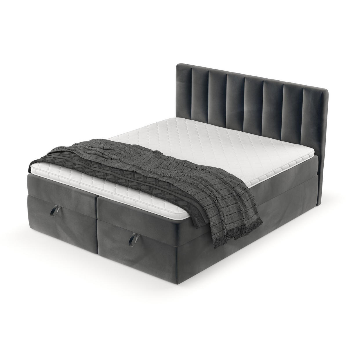 BOXBETT Lusso 180/200 cm Anthrazit im Paros Stoff - Anthrazit/Schwarz, Holz/Holzwerkstoff (180/200cm) - AltaBeds