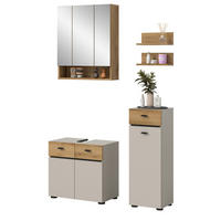 BADMÖBEL-SET Kaschmir, Evoke Eiche 5-teilig 107 cm, Komplettset in modernem Design - Kaschmir/Eichefarben, Glas/Holzwerkstoff (107/191/35cm) - Inn.Furn