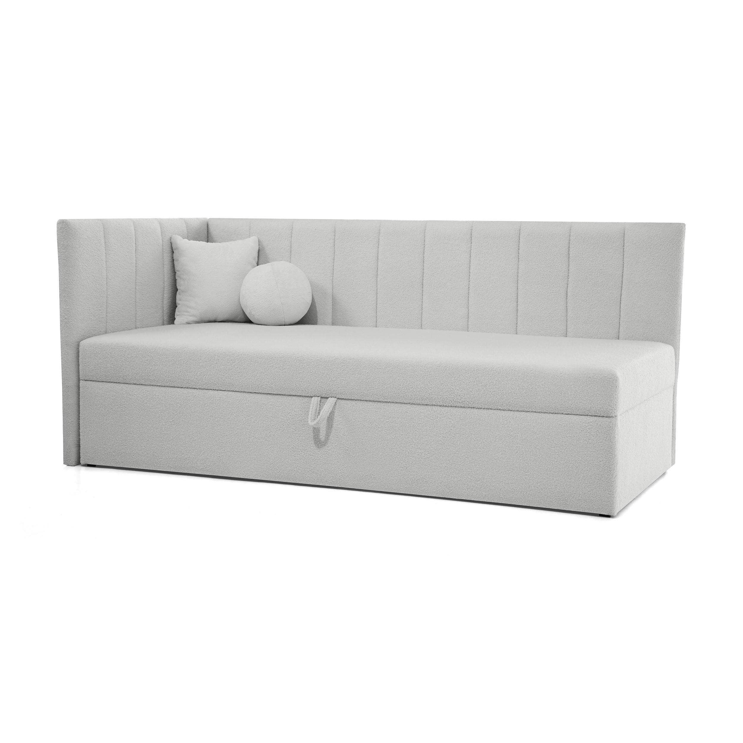 SCHLAFSOFA Rafi, Eckbett mit Bettkasten, 90x200 cm, Hellgrau - Hellgrau, Textil (209/94/102cm) - Beautysofa