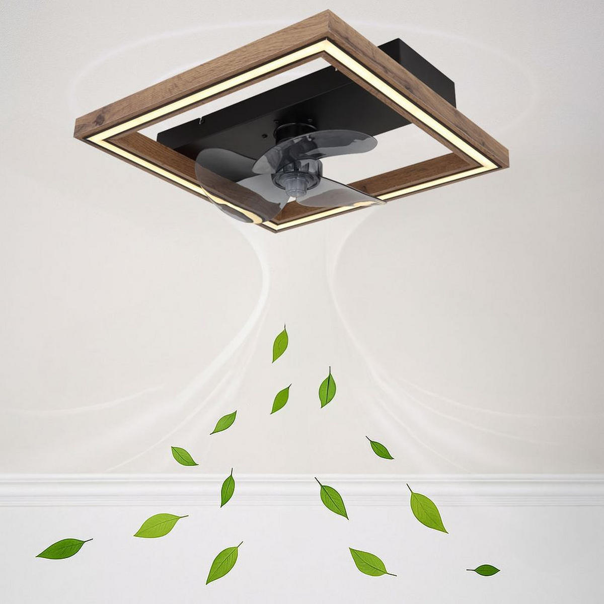 LED DECKENLEUCHTE Celinata Braun Holzoptik - Braun, Metall (44/44/13.5cm) - Globo Lighting