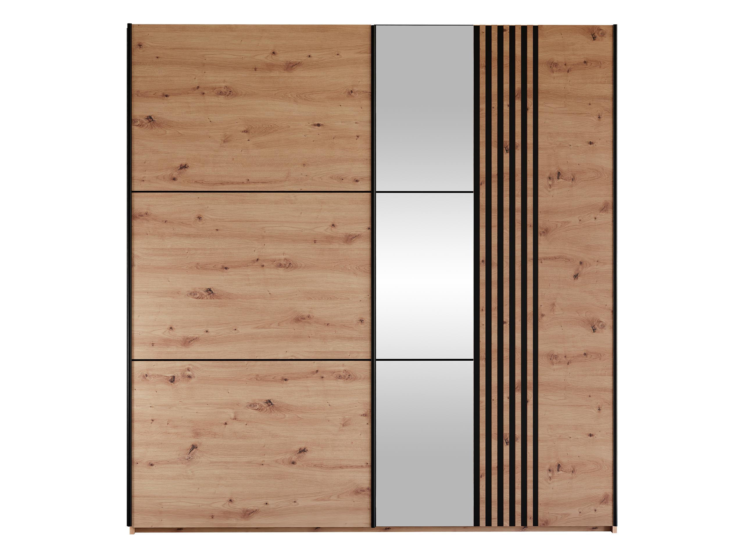 SCHIEBETÜRENSCHRANK Sinatra 203 - Schwarz/Eiche Artisan, Holzwerkstoff/Metall (203/215/65cm) - MIRJAN24