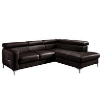 ECKSOFA mit Longchair - Echtleder - Dunkelbraun, Leder (239/207cm) - home24