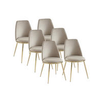 STUHL 6er-Set - Samt & goldfarbenes Metall - Beige - NEBINA - Beige, Textil (48/83/54cm) - Pascal Morabito