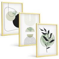 BILDER SET 3er Set - 40x60 cm Goldrahmen - Abstrakte Pflanzenformen - Goldfarben, Kunststoff (40/60cm) - TULUP