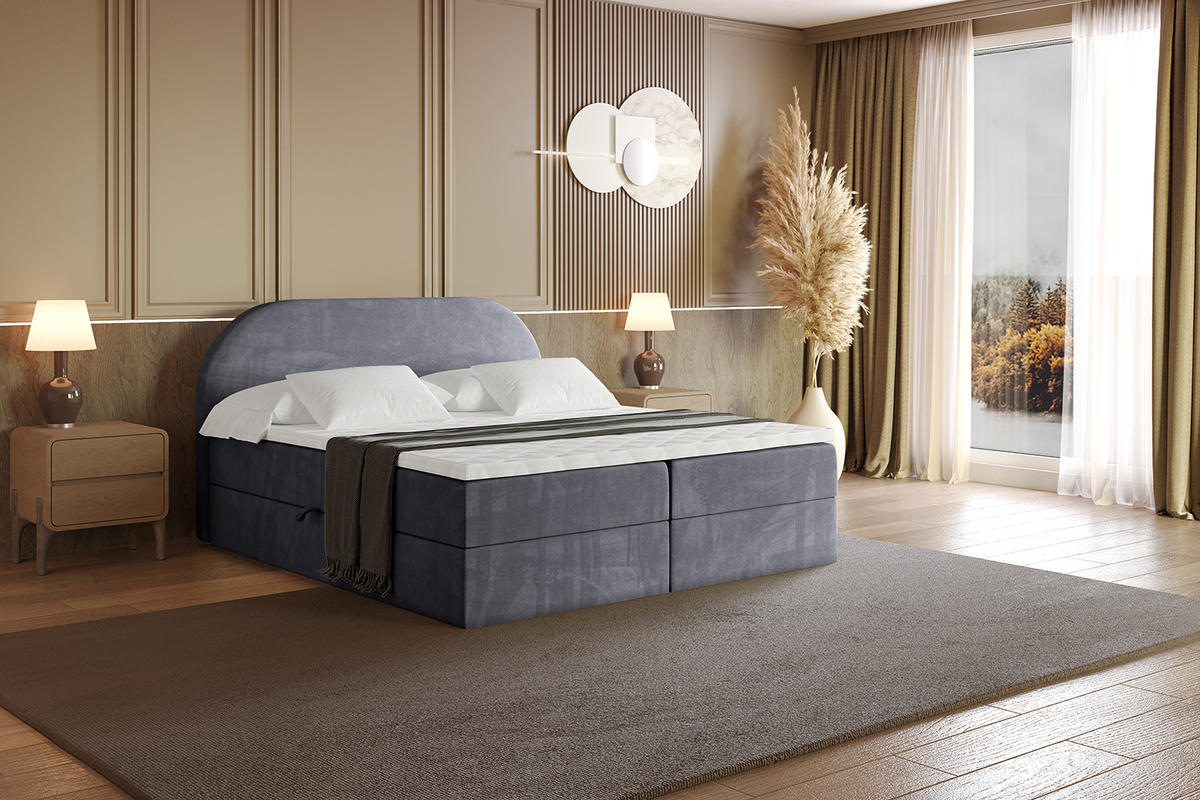 BOXBETT mit Matratze H3 und Lattenrost - NOX - 160x200 - Dunkelgrau Casablanca - Dunkelgrau, Holzwerkstoff/Kunststoff (160/200cm) - ALTDECOR