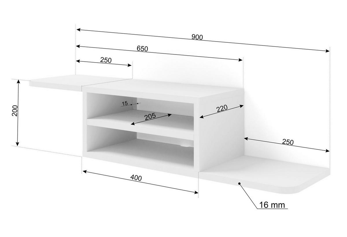 TV LOWBOARD Weiß 90/20/22 - Weiß, Holzwerkstoff (90/20/22cm) - RAUMHIRSCH FURNITURE