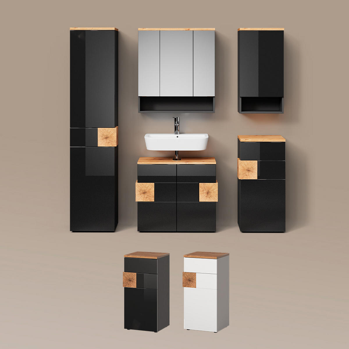BADSPIEGELSCHRANK Tanaro Weiß 70 x 77.5 cm mit 3 Türen - Weiß, Holzwerkstoff (70/77.5/21.7cm) - Livinity®