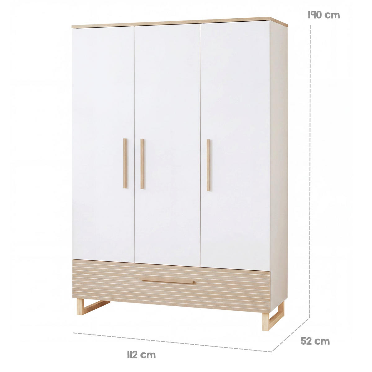 KINDERKLEIDERSCHRANK Noah - Eichefarben/Weiß, Holz/Holzwerkstoff (118/190/52cm) - Roba