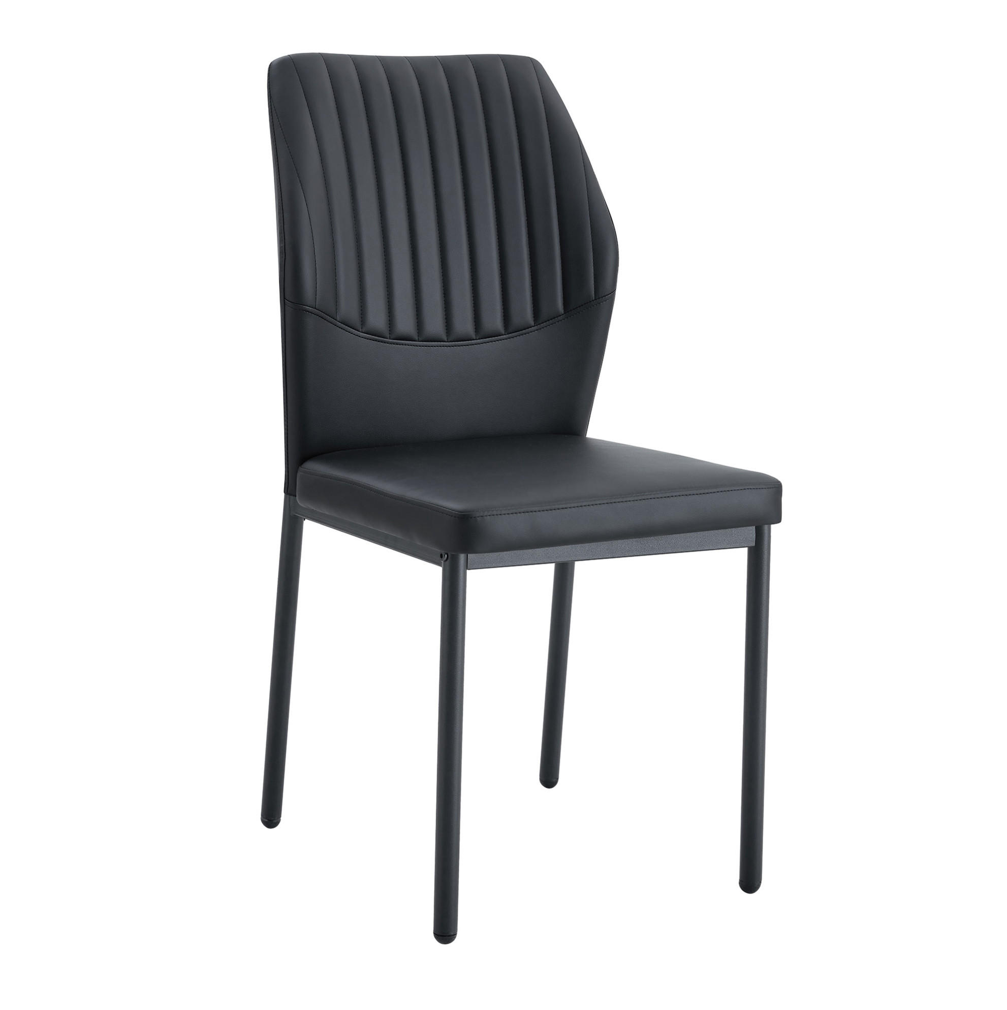 ESSZIMMERSTUHL 4er-Set mit PU-Bezug Schwarz - Schwarz, Metall (42.6/93/43cm) - Meubliv