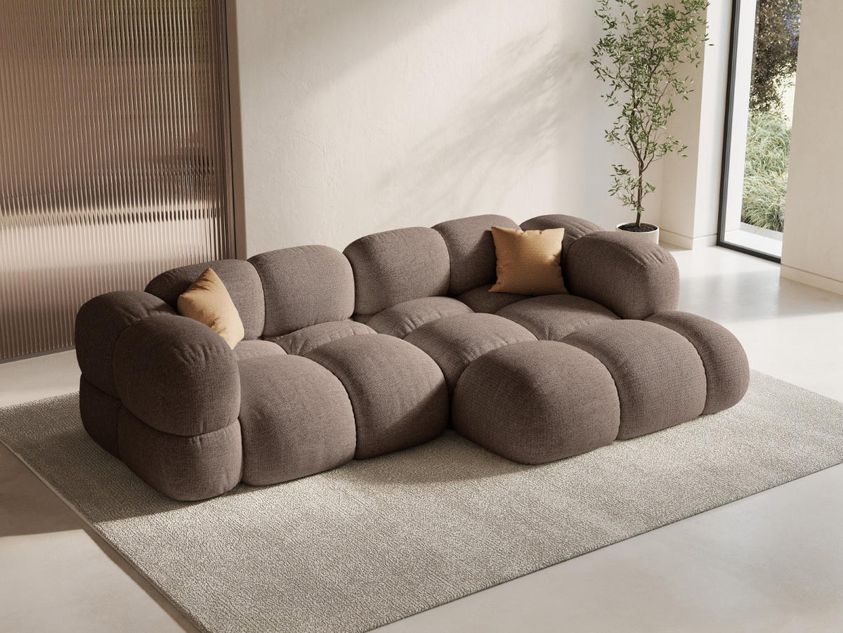 ECKSOFA rechts Loretto aus strukturiertem Stoff cappuccino 3 Sitzplätze - Cappuccino, Textil (147/250cm) - Cosmopolitan Design