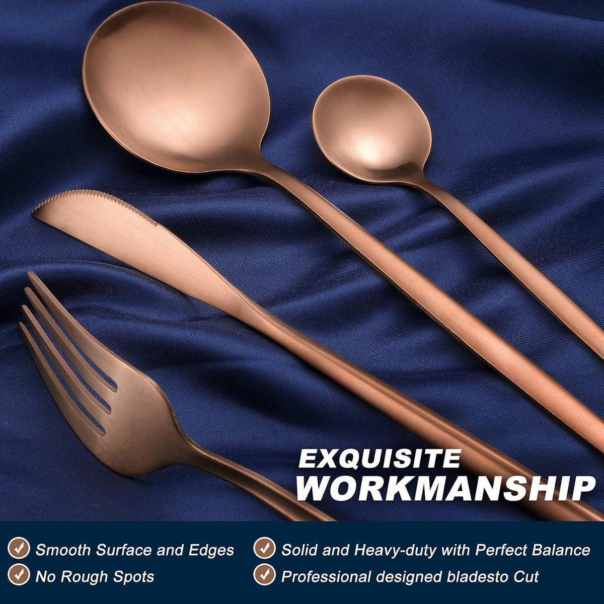BESTECKSET 24-teilig Roségold Edelstahl - Bronzefarben, Metall
