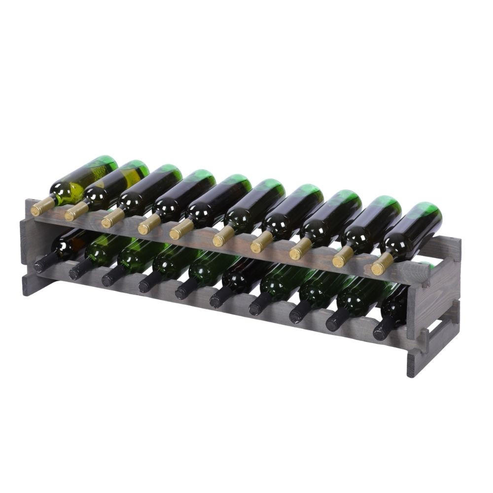 WEINREGAL VINOTECA FLEX PRO HxBxT 23x103x28cm 20 Flaschen auf 2 Ebenen Grau - Grau, Holz (103/23/28cm) - PROREGAL