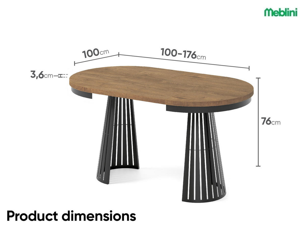ESSTISCH Cone Bis - Dunkelbraun/Schwarz, Holzwerkstoff/Metall (100/100/76cm) - Meblini